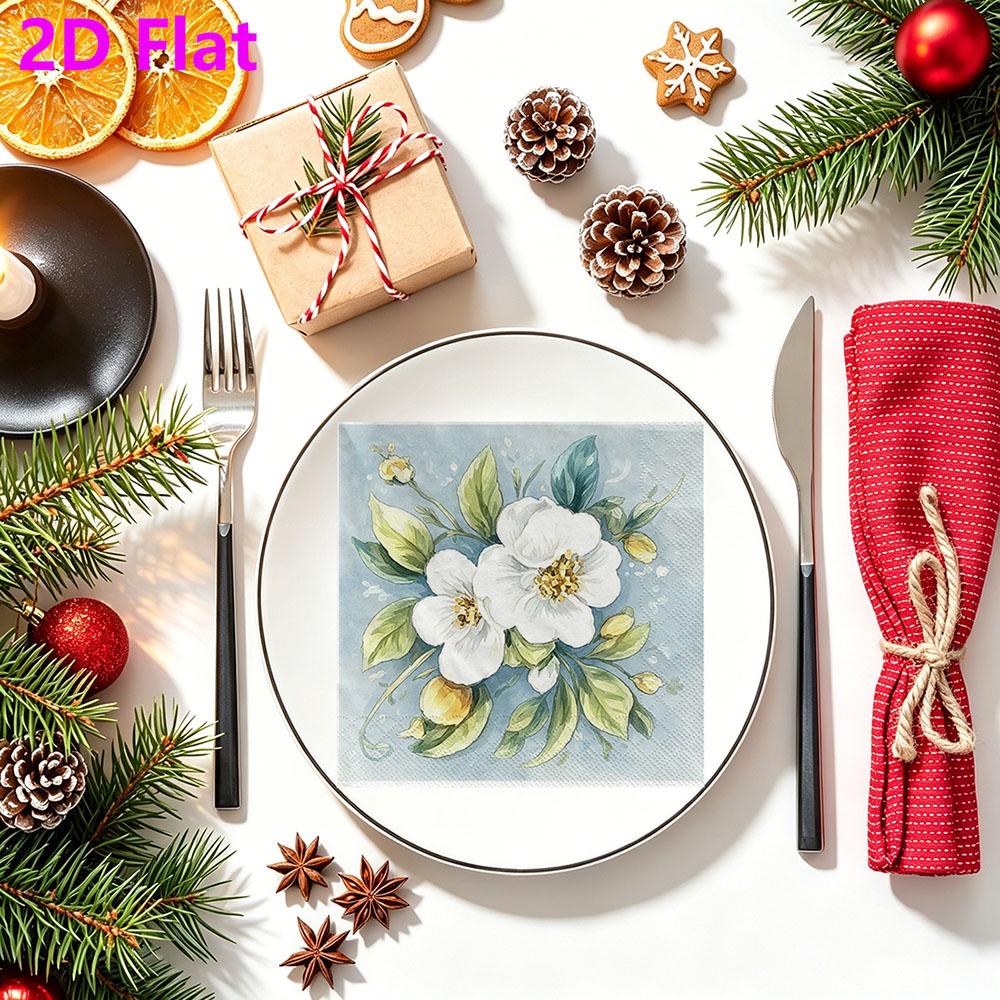 20pcs Disposable Napkins with Flowers, Birds Pattern Print for Wedding,Parties,and Daily Use for Thanksgiving Fall Christmas Table Decoration