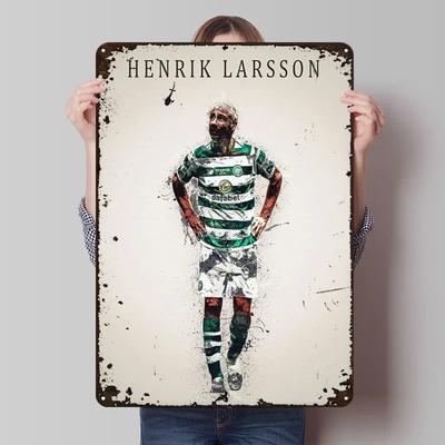 Poster Henrik Larsson Calciatore Segni Metallici Decorazione per Decorazione Stanza Cartello in Latta Personalizzato per Decorazione Artistica da Parete Man Cave