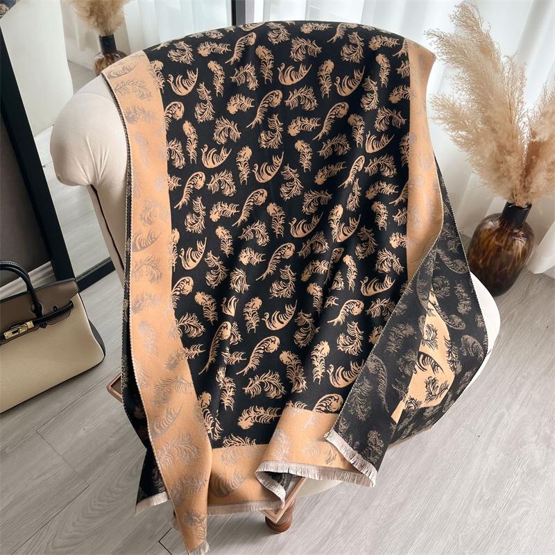 Women Print Cashmere Feel Scarf Shawl Wrap Thick Pashmina Scarf Winter Warm Neckerchief Female Bufanda Tessel Echarpe Blanket