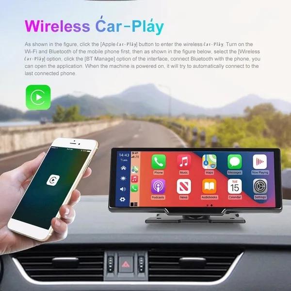HD 9.3" Screen Portable DashCam Suppport Rear Camera Built In Camera Supports Wireless ćar-Pláy&Android Auto/ Voice Control