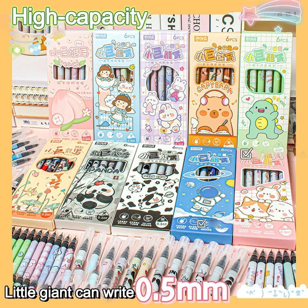 6Pcs 0.5mm Capybara Gel Pens Quick-drying Neutral Pen Cute Black Ink Pens  Writing Stationery