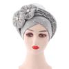 Head Wrap Turban Cap Beanie Flower Decor Rhinestone Headscarf Cap Hair Accessories