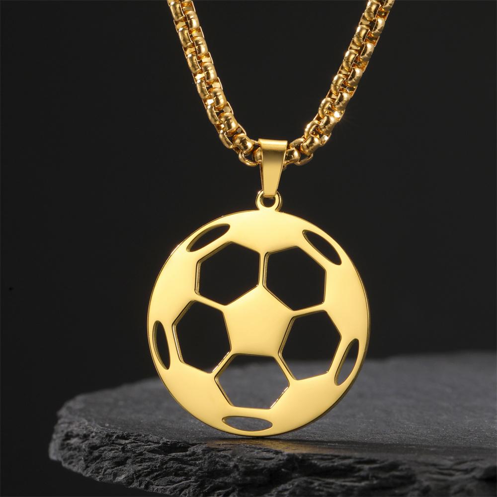 My Shape Soccer Pendent Necklaces for Women Men Stainless Steel Football Charms Necklace Box Chain Fashion Jewelry Boys Fans