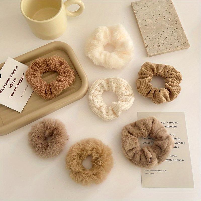 7Pcs/Set Women Hair Scrunchies Velvet Solid Color Hair Band for Ponytail Holder Rubber Bands Hair Ties Hair Accessories