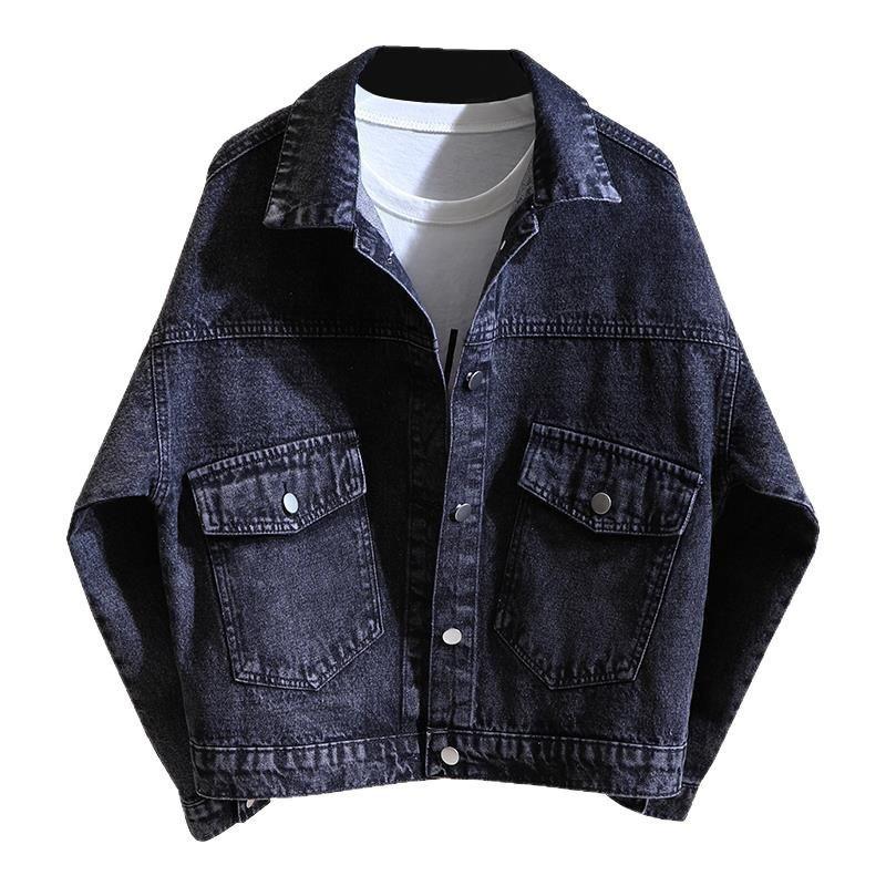 Damen Jeansjacke mit langen Ärmeln, Schwarz, Lockerer Schnitt, Frühjahr 2026 Koreanischer Stil, Ideal für zierliche Größen