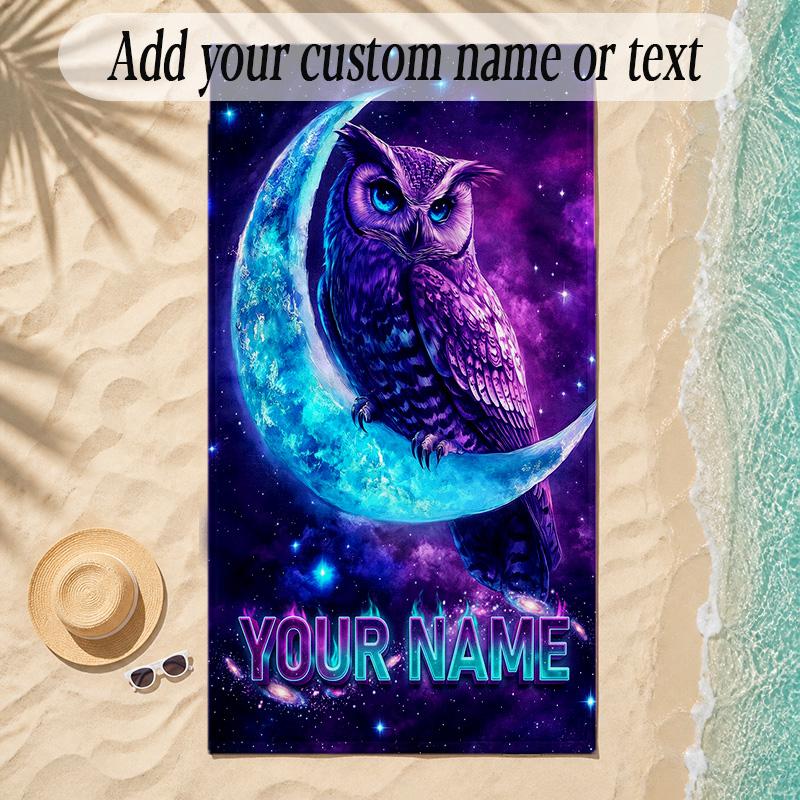 Birds Theme Soft Beach Towel Personalized Custom Name Text Towel Portable for Beach Pool Travel