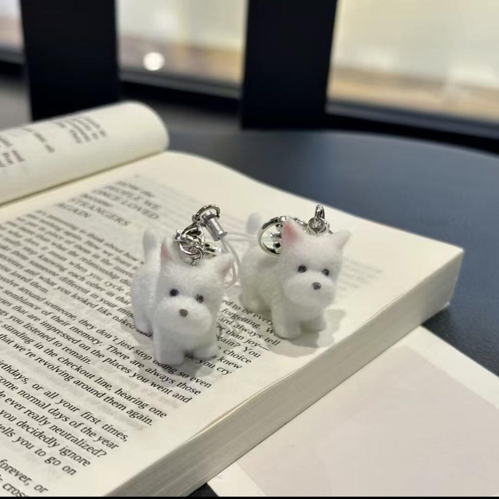 Cute Sweet Plush Cartoon Dog Keychain Pendant for Women Girls Fashion Animal Mobile Phone Backpack Accessories Friendship Gift