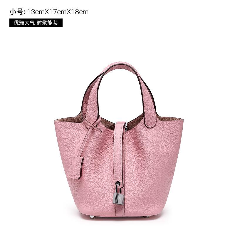 2025 Genuine Leather Women's Bag, New Top Layer Cowhide Handbag, Mother-Daughter Bag, Bucket Bag, Trendy Women's Bag