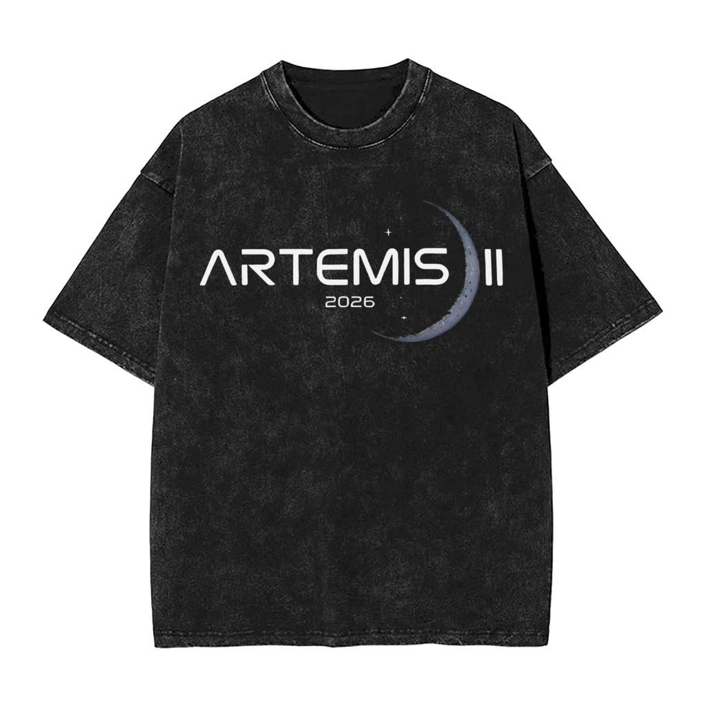 Men Womens Tshirt Artemis Ii 2026 Rocket Launch Mission To The Moon Artemis 2 Washed T Shirts Harajuku  Beach Tee Shirt