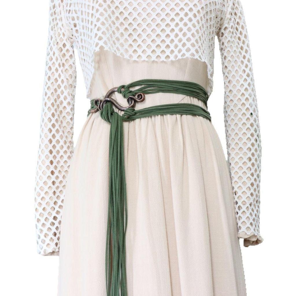 Serpentinenförmiger nordischer mittelalterlich-renaissancezeitlicher Webgürtel mit dekorativer Taillenkette