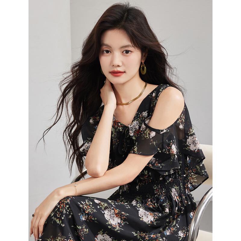 ORIGIN V-neck Sleeveless A-Line Floral Midi Dress L