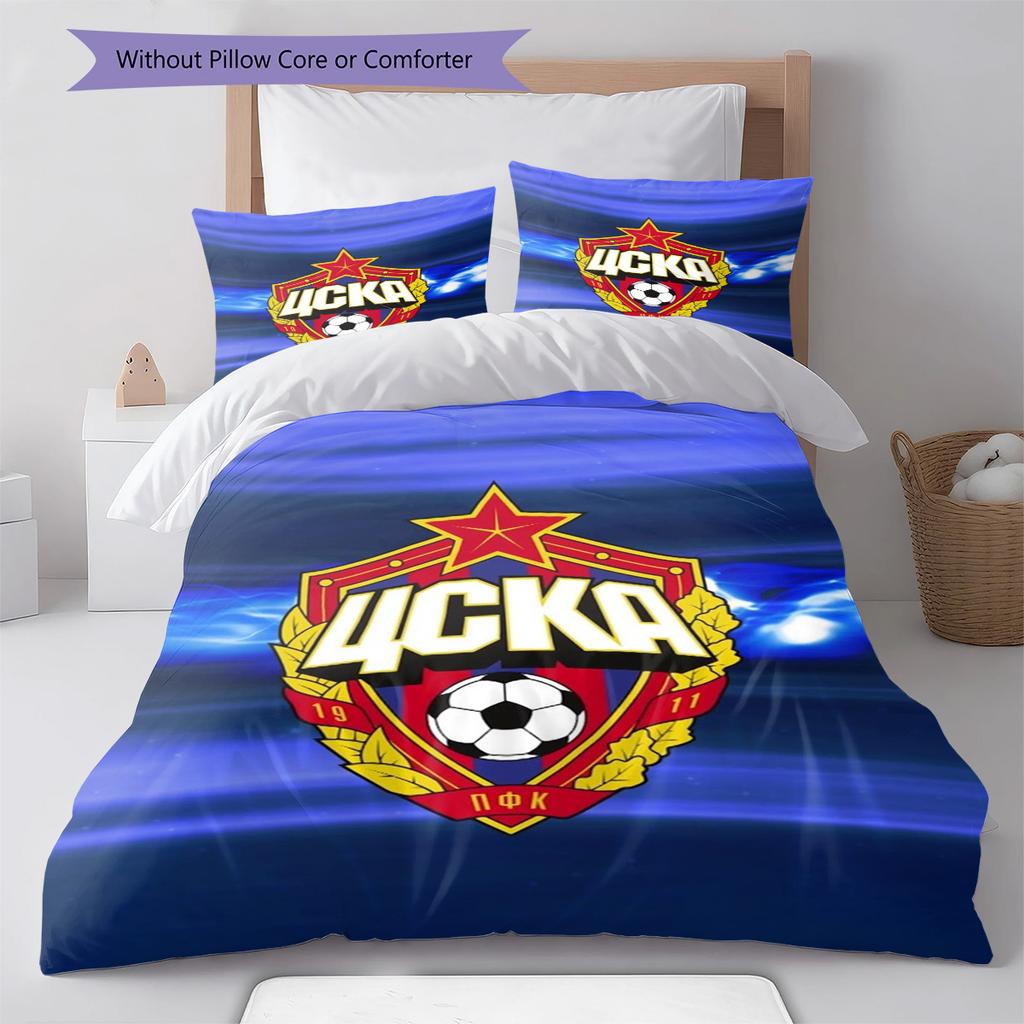 CSKA Moscow Logo Pattern Bedding Set Quilt Cover Pillowcase Home Decor Gift (1 * Duvet Cover + 2 * Pillowcase, Without Core)