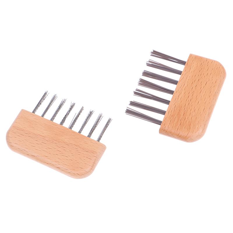 1Pc Wooden Handle Comb Cleaner Delicate Cleaning Removable Hair Brush Comb Cleaner Tool Handle Embeded Tool