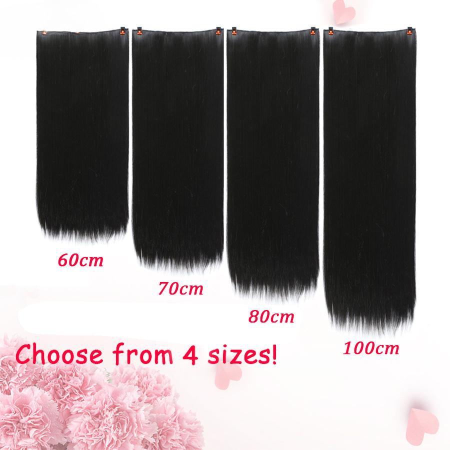 Super długie 100 cm 5 klipsów do przedłużania włosów 4 rozmiar czarne brązowe żaroodporne syntetyczne treski dla kobiet