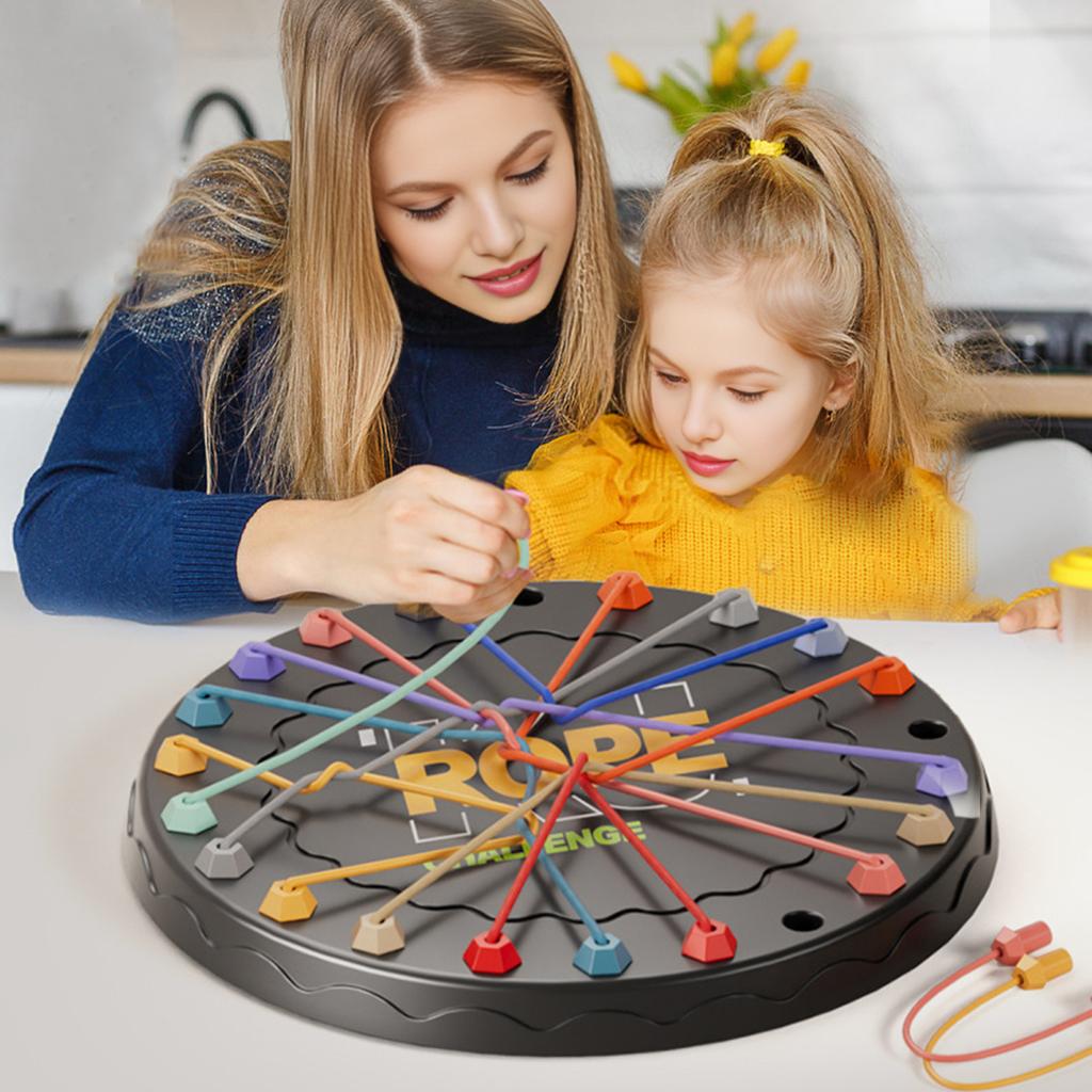 1/2/3 Sets Kids Rope Untangling Game Twisted Rope Knots Challenge Board Game Logic Thinking Interactive Educational Elastic Rope Unhitching Toy