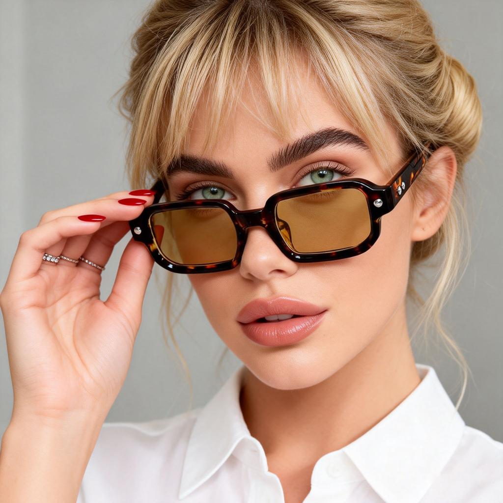 New European and American fashion square small frame color-changing sunglasses men's sunscreen sunglasses women's