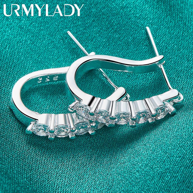 URMYLADY 925 Sterlingsilber U Zirkonia Ohrringe für Damen Hochzeit Mode Charm Schmuck