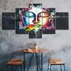 Abstract Colorful Buddha Face 5 Piece Five Panel Wall Canvas Print Modern Art Poster Picture Home Decor Gift For Him Her