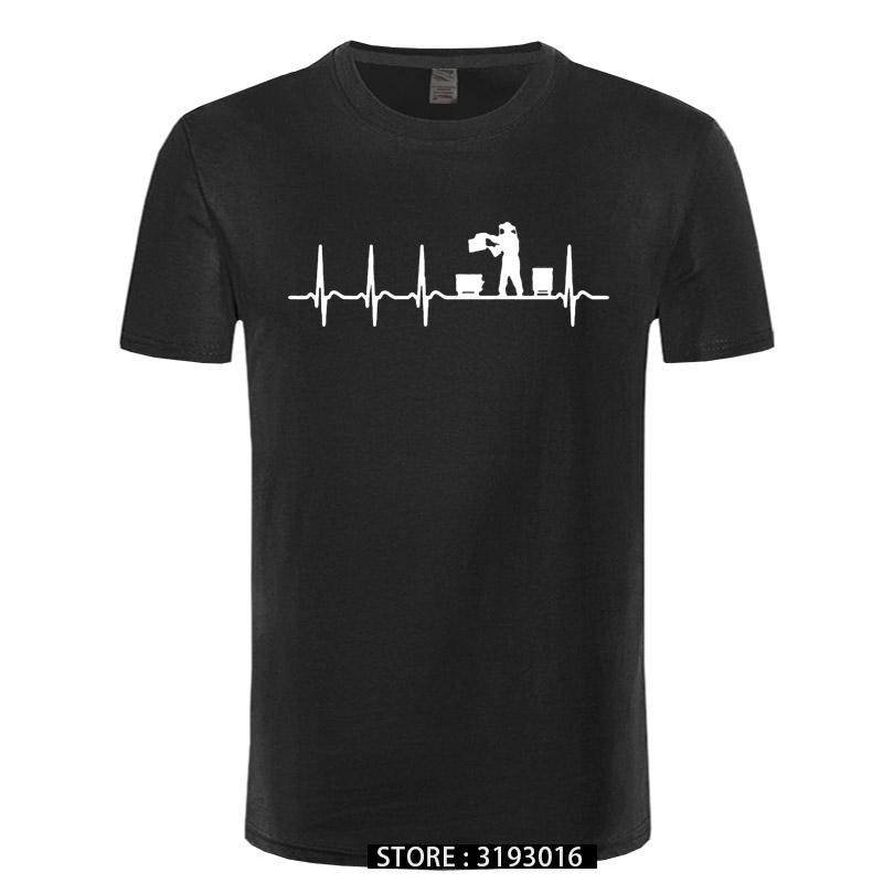 Custom Funny TShirt Man Cotton Heartbeat Beekeeping Beekeeper Cool Shirt Fun Gift Summer Men T Shirt