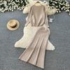 Korean Fashionable Sweater Two Piece Set Woemn's Batwing Sleeve Pullover Jumper Knit Top and High Waist Midi Skirt Sets Casual Knitted 2 Piece Sets