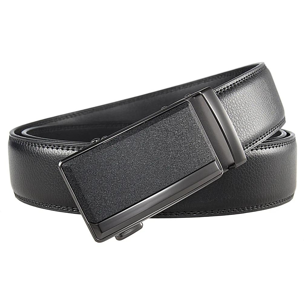 Fashion Automatic Buckle Cowskin Male Belt Men's Leather Belts Luxury Designer Black Brown 3.5cm Plus Size 130 140 150 160 170cm