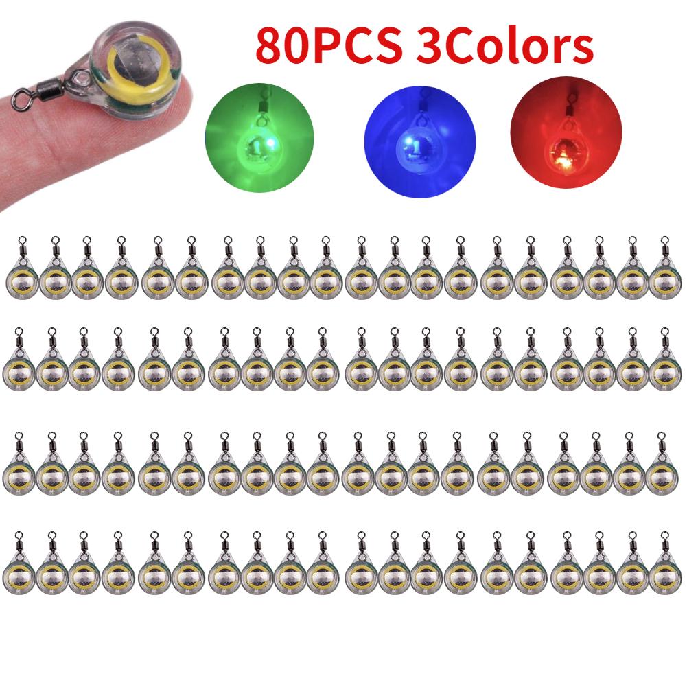 10-200pcs Mini Fishing Lure Light LED Deep Drop Underwater Eye Shape Squid Fish Bait Luminous Lure for Attracting Fish