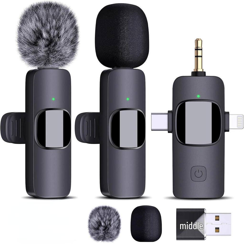 K15 Wireless Lavalier Microphone - 3-in-1 Noise Reduction Mic for Android, Video, Live Streaming (3.5mm)