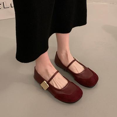Buty Mary Jane damskie 2025 wiosna nowe okrągły nosek miękka podeszwa miękka powierzchnia słowo z płytkim dekoltem buty na jeden sezon buty Doudou