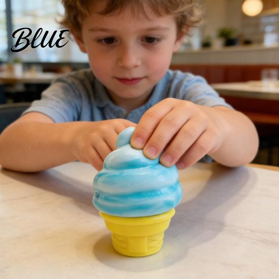 Stress Relief Toy Mini Ice Cream Cone Squeeze Cute TPR Fidget for Soft Reliever Kids Adults Slow-Rising Decompression Gadget Anxiety Boredom