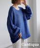 antiqua Knit Long Regular Size Blue Women's Lamé Top, Sleeve, EF-00013, (One Size), 32,