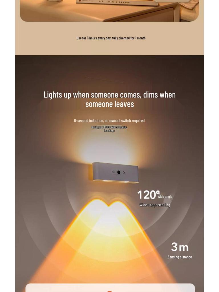 Wireless Rechargeable Magnetic Bedside Lamp with Remote Control and Sensor