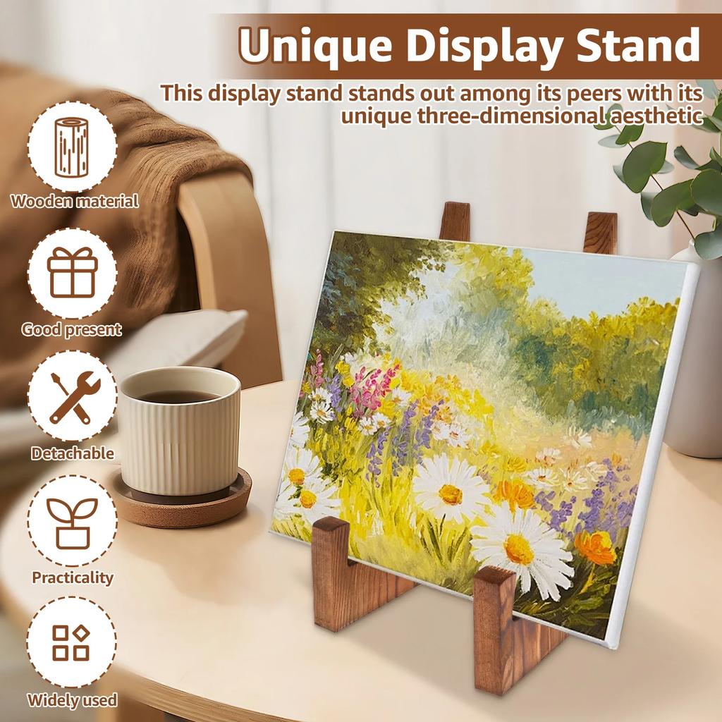 Wooden Plate Stand Desktop Recipe Book Display CD Record Holder for Displaying Plaque Pictures Photo Frames Home Decoration