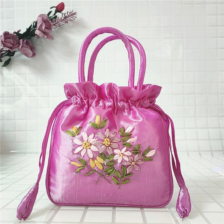 Women's Ethnic Embroidered Small Handbag: Clutch, Mommy, Bucket, Hanfu, and Phone Bag with Drawstring