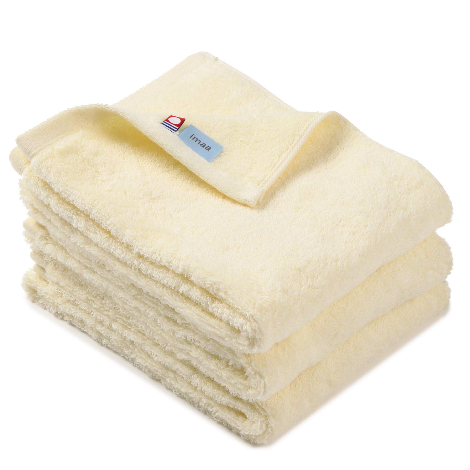 

imaa Imabari Certified Face Towels, 3-Piece Set, Hotaka, Thin, Quick-Drying, Absorbent, Made in Japan, Yellow