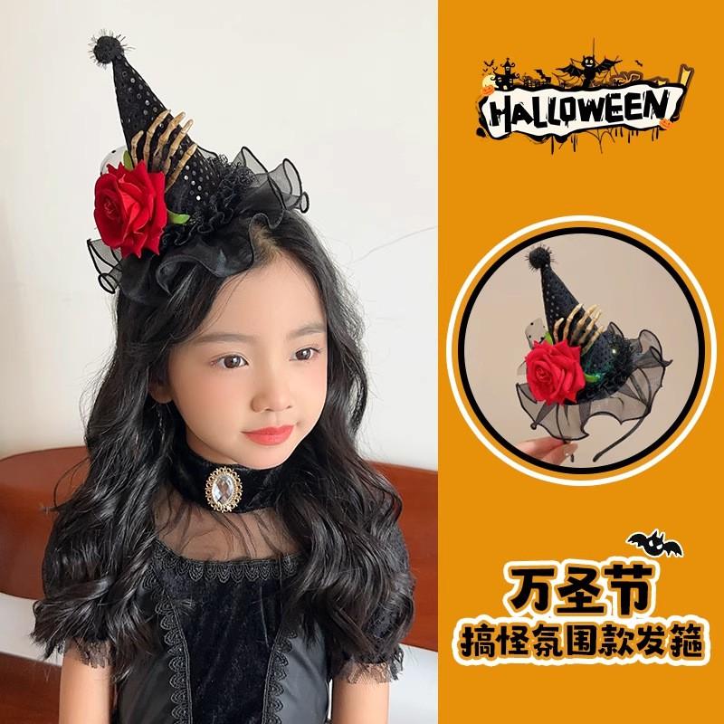 Halloween Witch Hat Headband Kids Adults Costume Accessory With LED Light Decorative Hair Clip