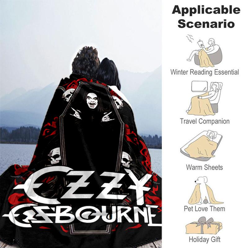 1pc Blanket Ozzy Madman Print Design, Lightweight Blanket for Sofa, Bed- Soft &Warm, Gift for All Seasons Like Christmas, Halloween