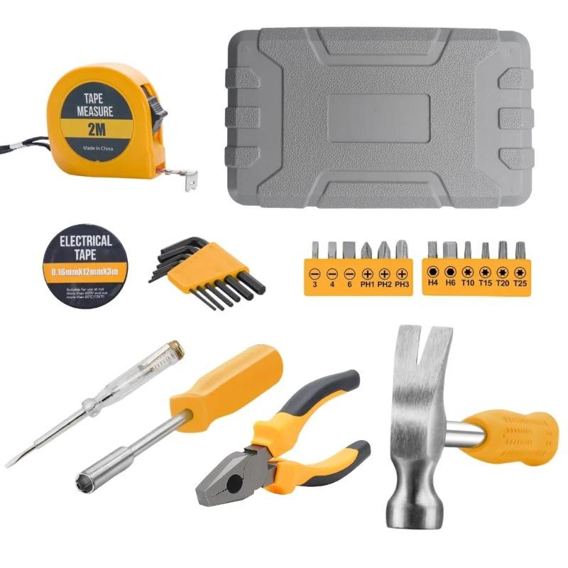 Pink Home Repair Tool Kit Portable Hand Tools Set with Hammer Vise Wrench Screwdriver for DIY Car Emergency