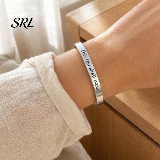 Simple Design Cuff Bracelet This Too Shall Pass Mantra Bracelet, Hidden Message Engarved Fashionable Color Bracelets Inspirational Bangle Adjustable