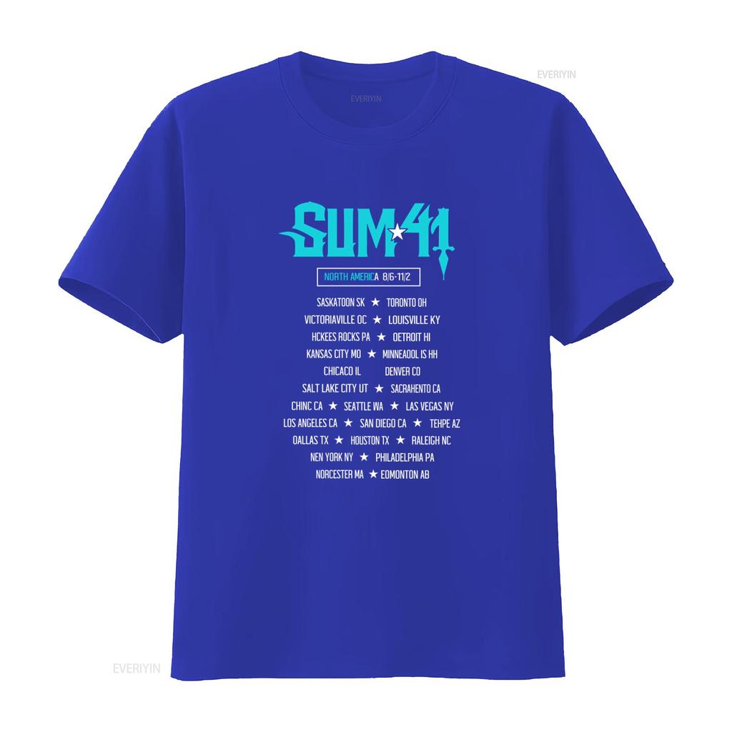 Sum 41 North America Tour Blue Demon Mens T Shirt vintage Washed streetwear Unisex Stretched Slightly Versatile graphic