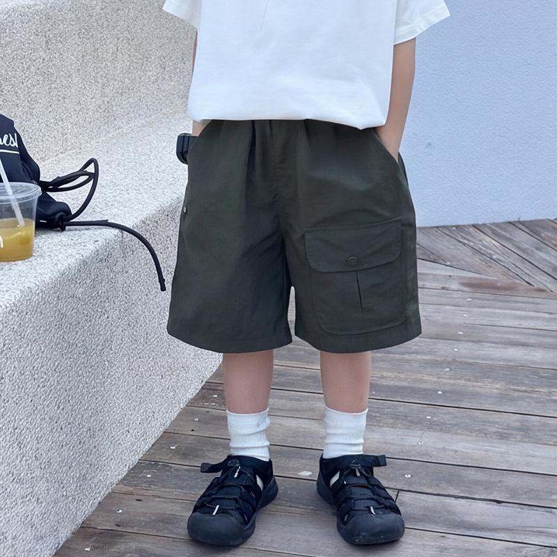 Korean Style Kids' Quick-Dry Cargo Shorts - Casual, Loose Fit for Boys