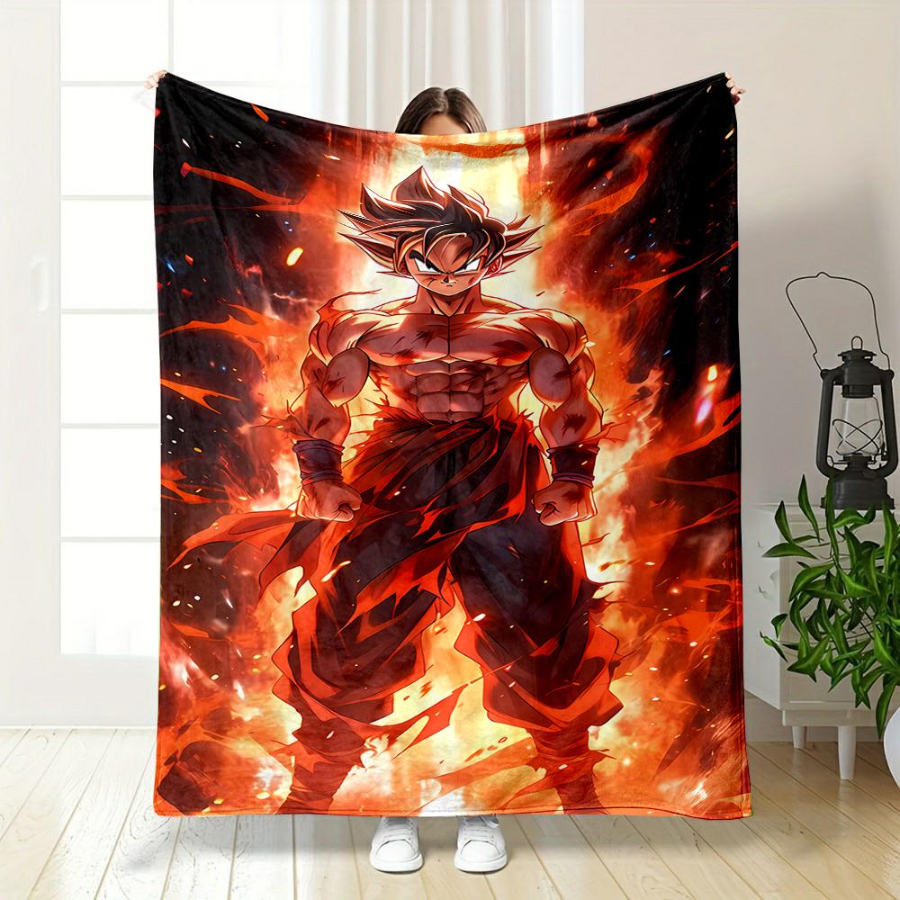 "Fiery Warrior in Battle Aura" Patterned flannel blanket perfect for the bedroom living room, sofa, or a little nap