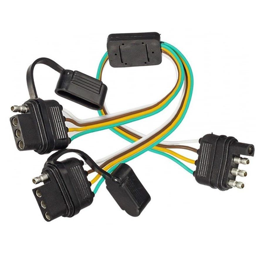 2 Pcs 12V Flat 4 Way 4Pin Y-Splitter Automobile SUV Trailer LED Harness Adapters
