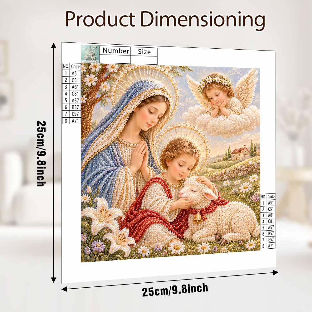 Pearl Painting 5D DIY Decorative Painting. Religious Mother and Lamb Art. Cute Birthday Gift. Handmade Craft Art Painting