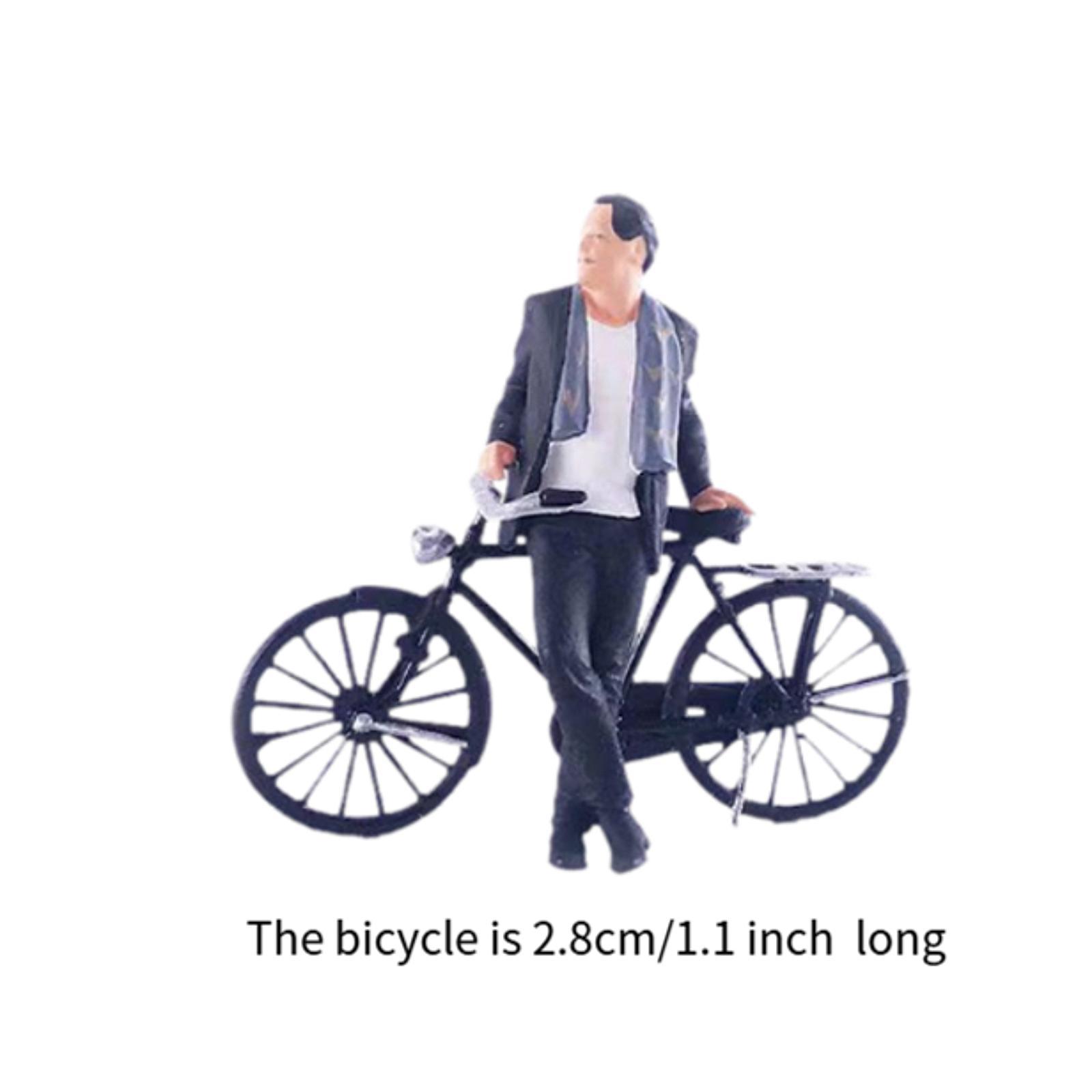 Джентльмен Кукольный Велосипед 1/64 Люди Игрушки Игровой Набор Винтаж 3D Смола Ретро — фото 6