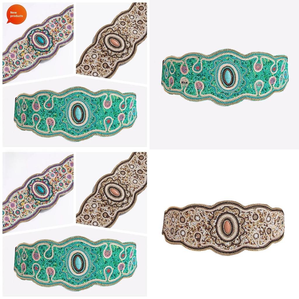 Bohemian Handmade Beaded Waist Belt With Lucky Pattern For Ethnic Style Fashion