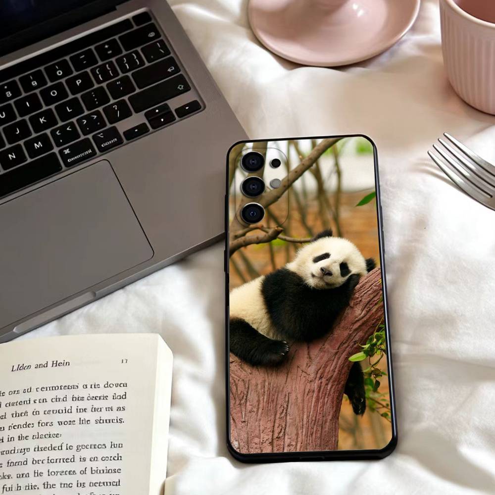 Fubao Panda Handyhülle für Samsung S25,24,23,22,30,21,10,9,Ultra,Plus,Lite,FE,4,5 G Weiche Schwarze Hülle