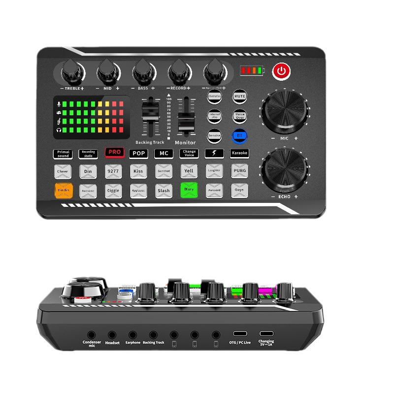 F998 Rechargeable Sound Card & Condenser Microphone Set for Outdoor Live Performance