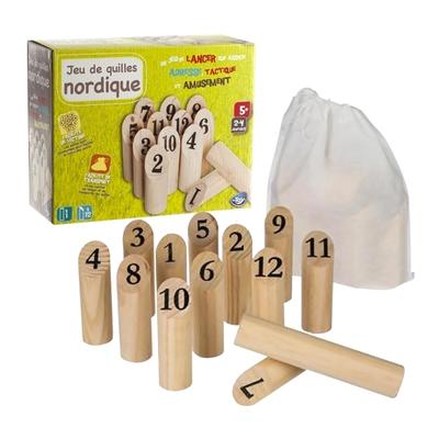 Finnish Wooden Bowling Game with Numbers
