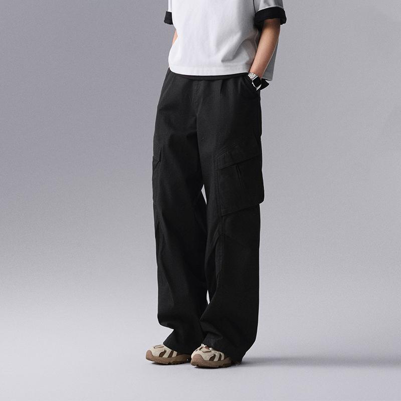 Li Ning CF Suo Solid Color Mid Waist Straight Casual Pants Women Pants Black AKXU504-2