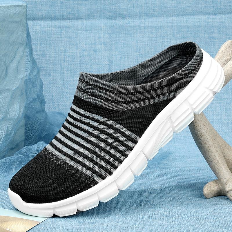 2024 Men Casual Mules Mesh Breathable Flat Slippers Summer Couple Shoes Large Size Loafers Fashion Shoes Men Street Slippers